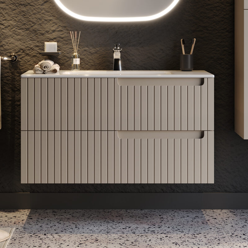 Πάγκος ENZA Μπεζ MDF 18mm Λάκα 100 S3BENZ100BES 101x46.5x52cm