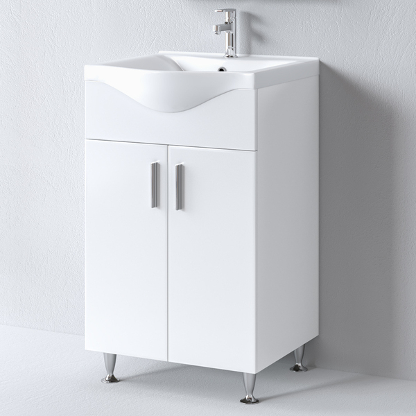 Πάγκος SIENA WHITE 55 S3BSI055GL0 51x34x83cm, Νιπτήρας 55x46cm