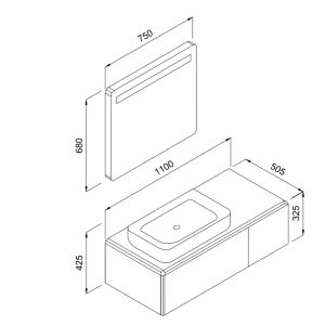 Σετ Έπιπλο Μπάνιου KUZEY Λευκό MDF 18mm Λάκα 9SKUZ - Image 6