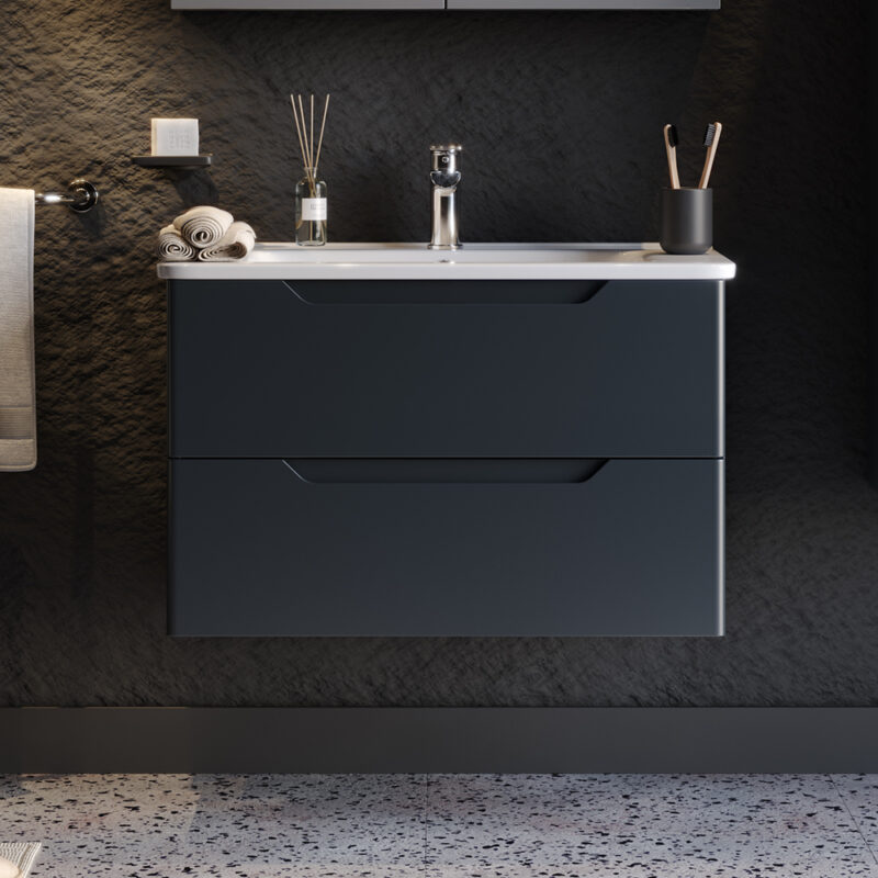 Πάγκος PERLA Ανθρακί με λευκά πλαινα MDF 18mm Λάκα 80 S3BPERL080AN 80x46x53cm