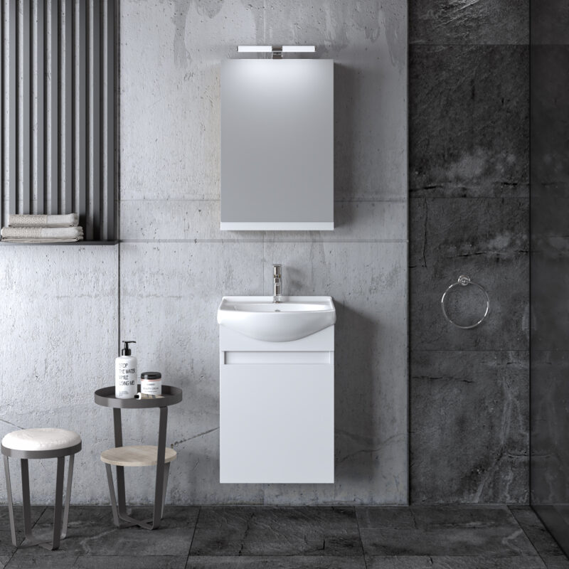 Σετ Έπιπλο Μπάνιου SIENA WHITE 45 9SSI045GL0W Πάγκος 45x31x60cm, Νιπτήρας 45x36cm