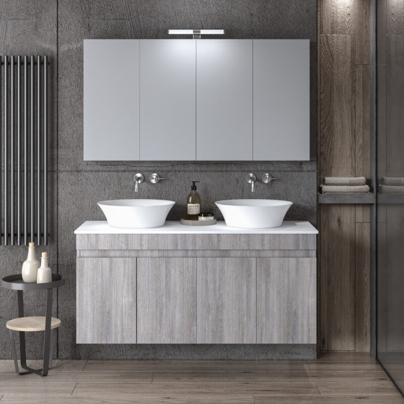 ΣΕΤ ΕΠΙΠΛΟΥ OMEGA TOP DUBLE 120cm χρ.GREY OAK 9SOMTD120GO