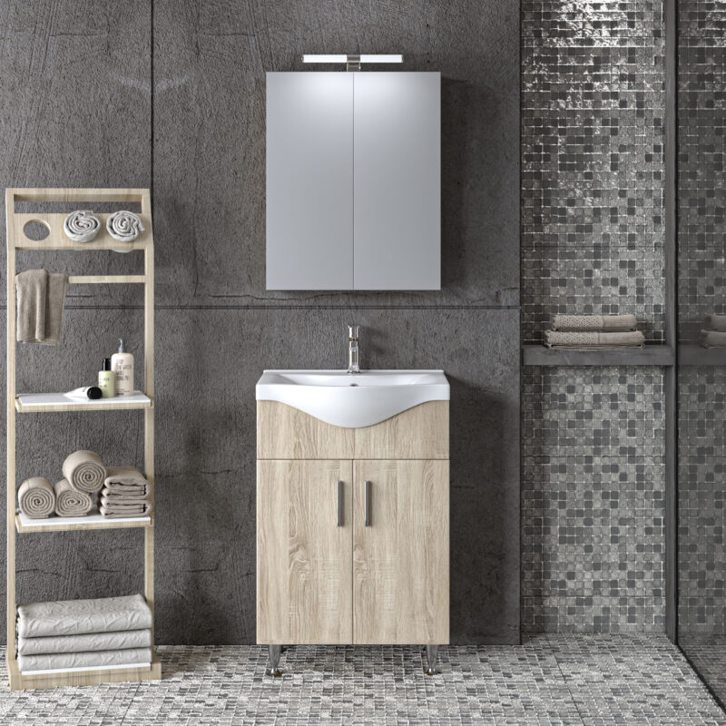 Σετ Έπιπλο Μπάνιου SIENA SONOMA 55 9SSI055SN0W Πάγκο 51x34x83cm