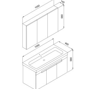 Σετ Έπιπλο Μπάνιο TREND Ανθρακί MDF 18mm Λάκα 9STRE - Image 9