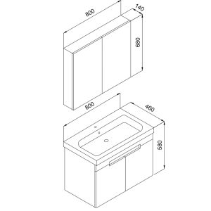 Σετ Έπιπλο Μπάνιο TREND Ανθρακί MDF 18mm Λάκα 9STRE - Image 5