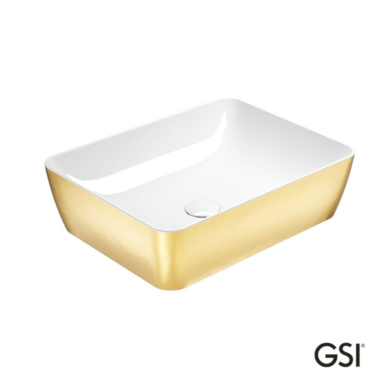 Νιπτήρας Πορσελάνης Sand 50x38 GSI Gold/White