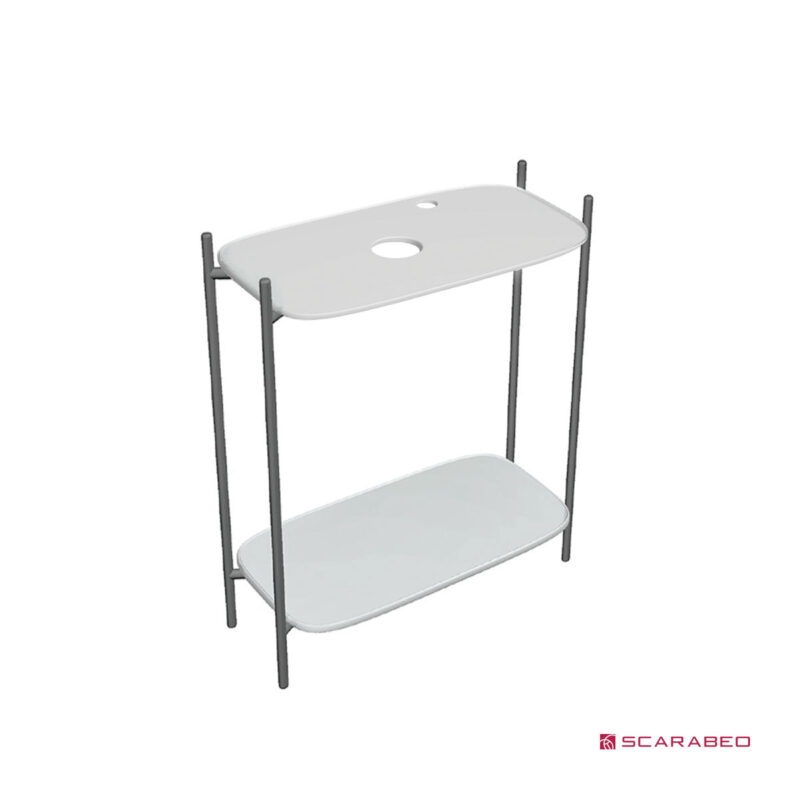 Έπιπλο μπάνιου Laila 2703-NROP με ράφια 2716+2710-41 χωρίς νιπτήρα, Scarabeo με οπή
