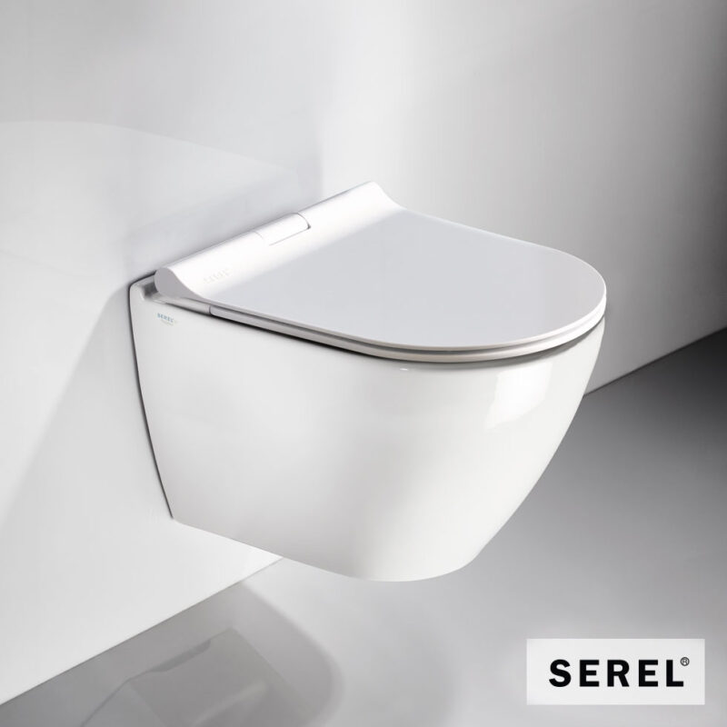 Λεκάνη Κρεμαστή Rimless SMART36/48,5 , κάλυμμα Slim Soft Close 9001SC, Serel White