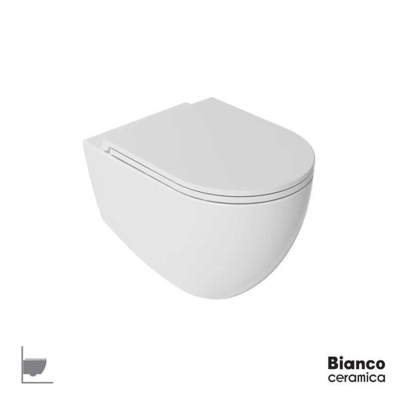 Λεκάνη Κρεμαστή LENTA/53 Rimless με κάλυμμα Soft Close MS38C, Bianco Ceramica White Matt