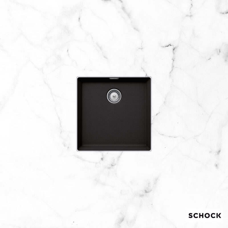 Νεροχύτης Κουζίνας Γρανίτη Manhattan Υποκαθήμενος 45,6x45,6 Schock Cristalite Nero Granite
