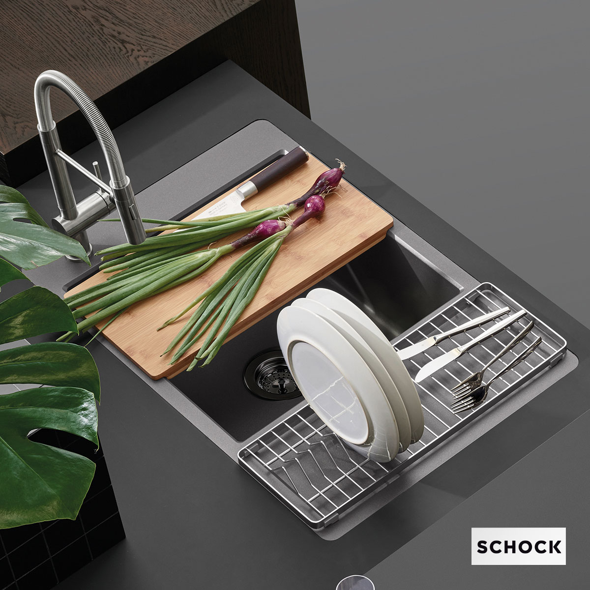 Νεροχύτης Κουζίνας Γρανίτη Mono 78x51 Schock Cristadur Silverstone Granite - Image 2