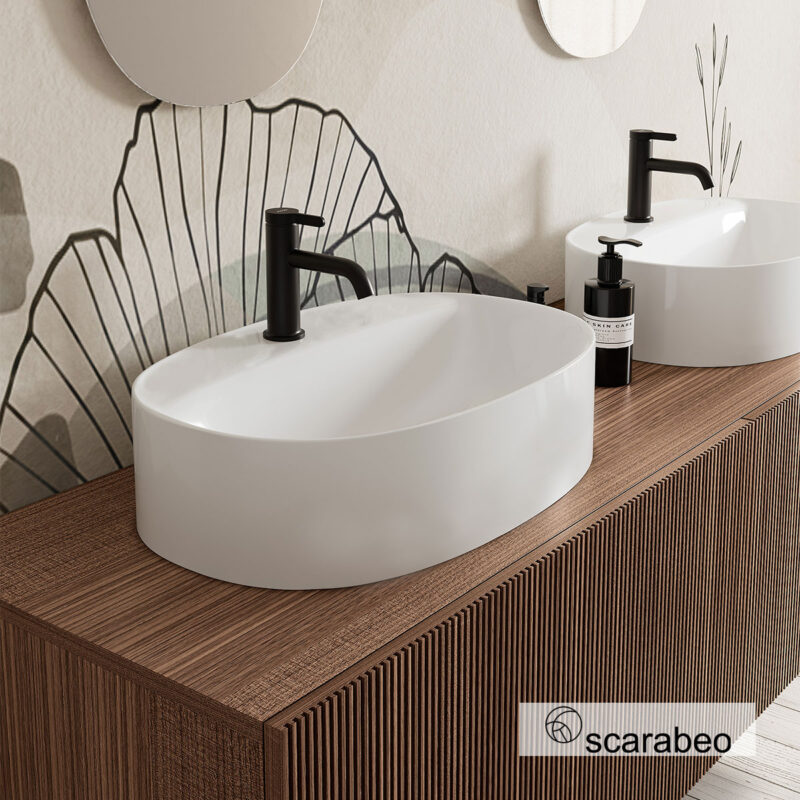 ΝΙΠΤΗΡΑΣ SKINNY 60x40 H.15 (1 οπή) SCARABEO WHITE MATT