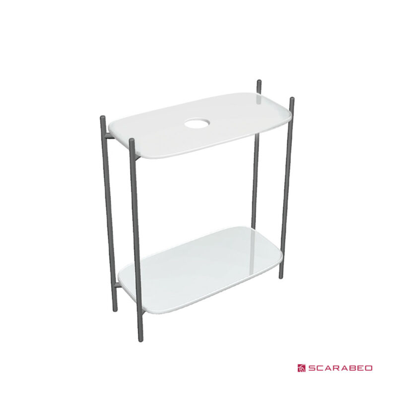 Έπιπλο μπάνιου Laila 2703-NROP με ράφια 2715+2710-41 χωρίς νιπτήρα, Scarabeo χωρίς οπή