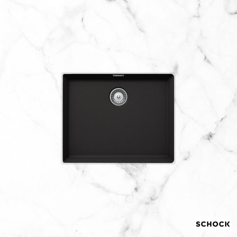 Νεροχύτης Κουζίνας Γρανίτη Manhattan Υποκαθήμενος 55,6x45,6 Schock Cristalite Nero Granite