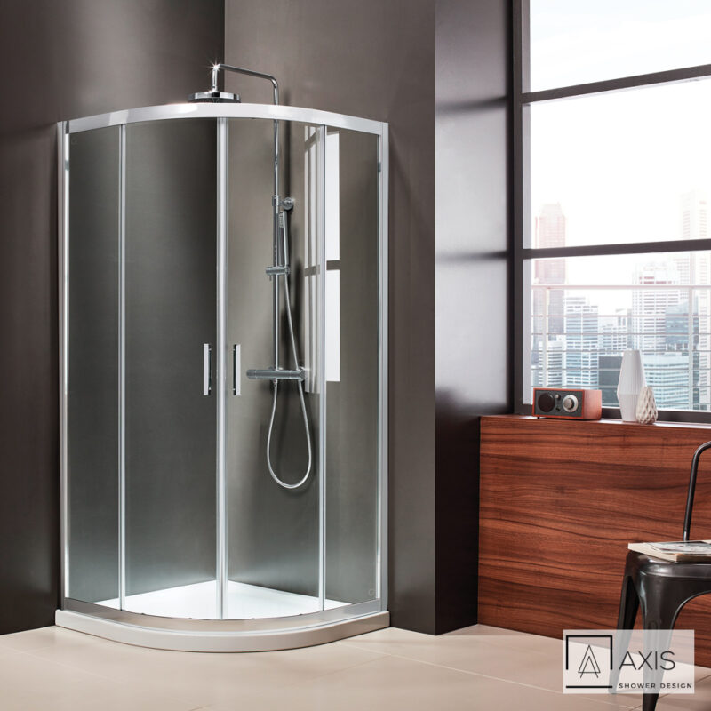 Ημικυκλική καμπίνα ντουζιέρας QUADRANT 120x80 (117-119 x 77-79 εκ.), AXIS Clean Glass Chrome