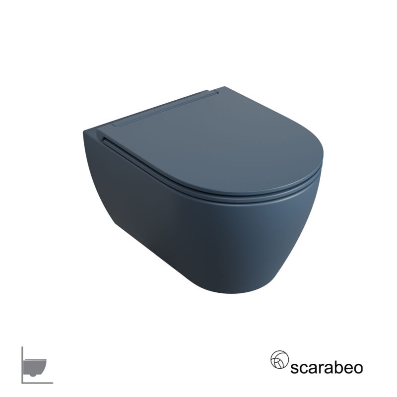 Λεκάνη Κρεμαστή MOON/50,5 Clean-Flush με κάλυμμα Slim Soft Close, Scarabeo Ocean (blu)