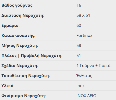 Νεροχύτης Κουζίνας Ανοξείδωτος Valley 58x51 Fortinox Inox Λείο - Image 2