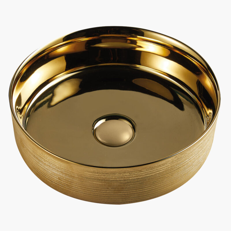Quantro Gold Matt & Glossy Νιπτήρας επικαθήμενος 35.5×35.5x12cm