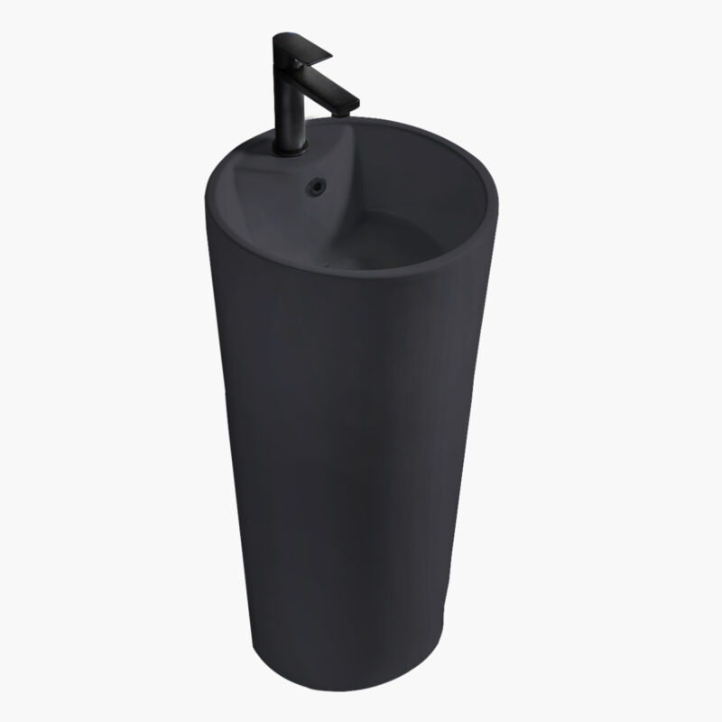 Rania Black Matt Νιπτήρας ελεύθερης τοποθέτησης με οπή 39.5×39.5×83cm