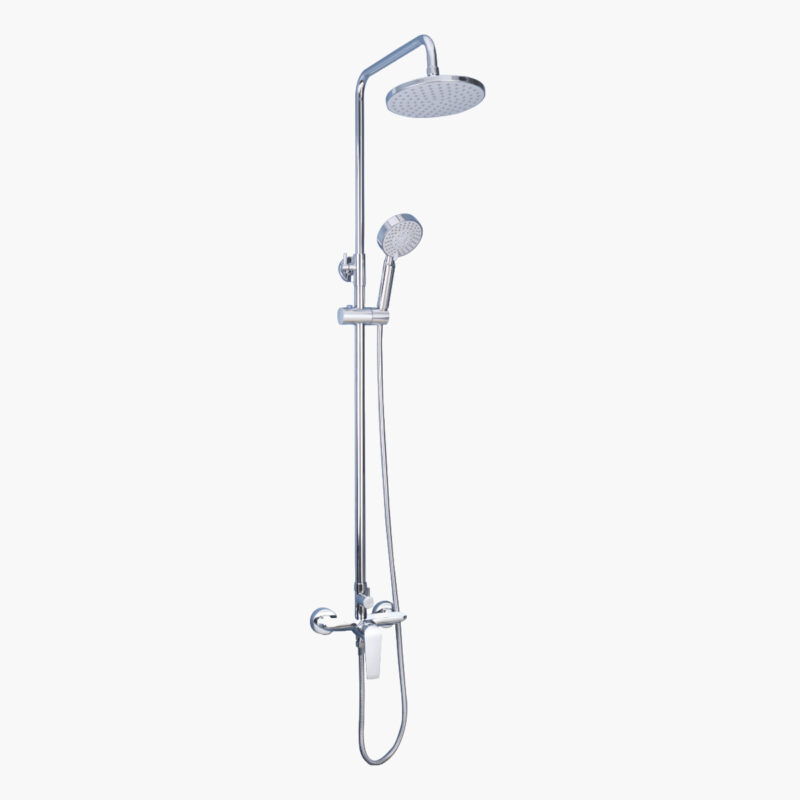 Ava Chrome Μπαταρία Ντουζιέρας με Κολώνα 2 εξόδων