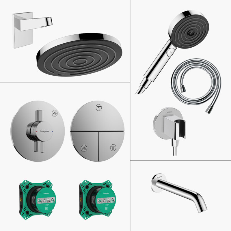 Duoturn S Chrome Σετ Εντοιχισμού Ντους 3 εξόδων με box