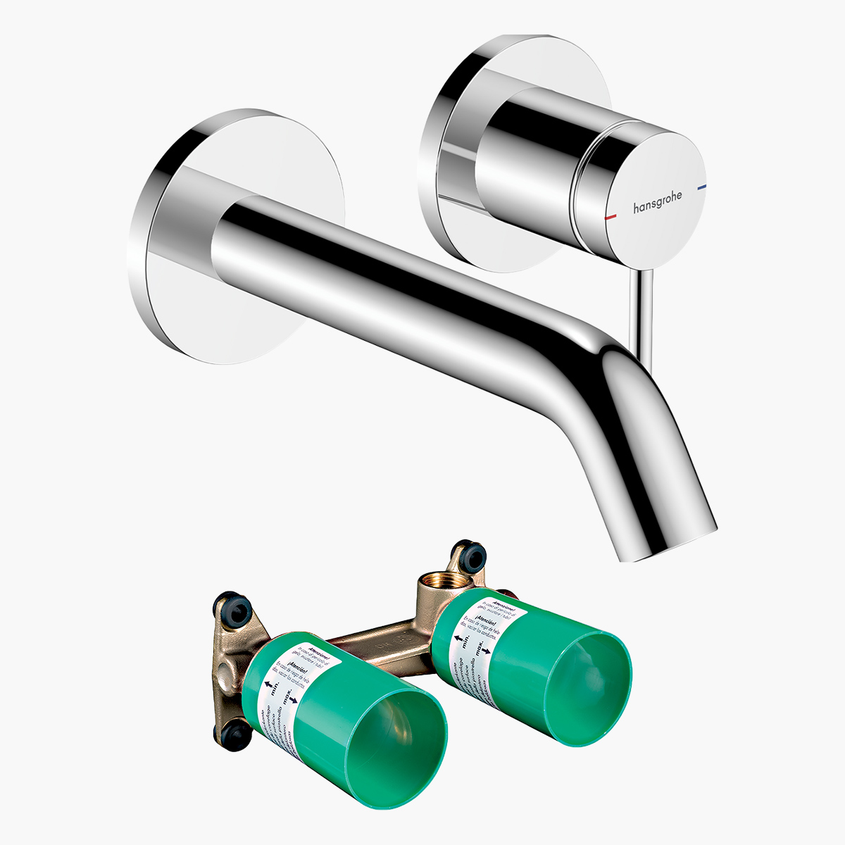 Tecturis S 165 Ecosmart Plus Chrome Μπαταρία Νιπτήρα εντοιχισμού με βαλβίδα ελεύθερης ροής & box