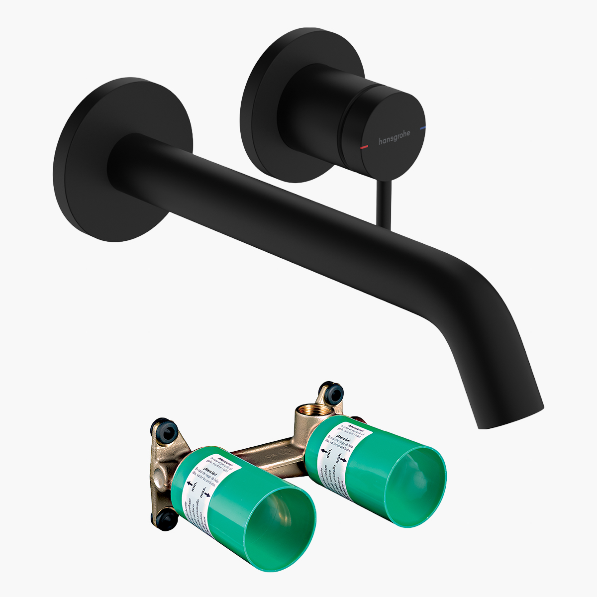 Tecturis S 225 Ecosmart Plus Black Matt Μπαταρία Νιπτήρα εντοιχισμού με βαλβίδα ελεύθερης ροής & box
