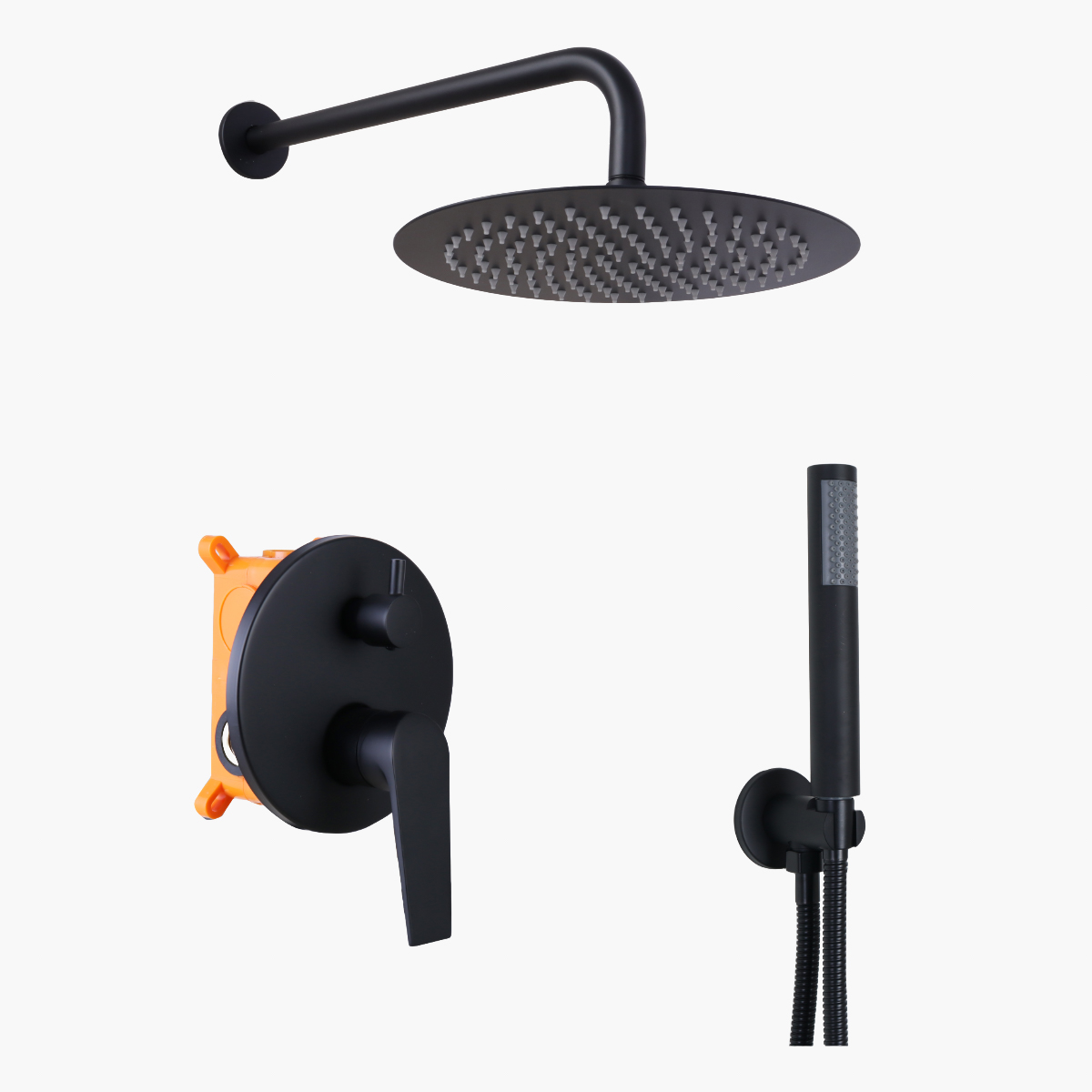 Ava Black Matt Σετ Εντοιχισμού Ντους 2 εξόδων με box