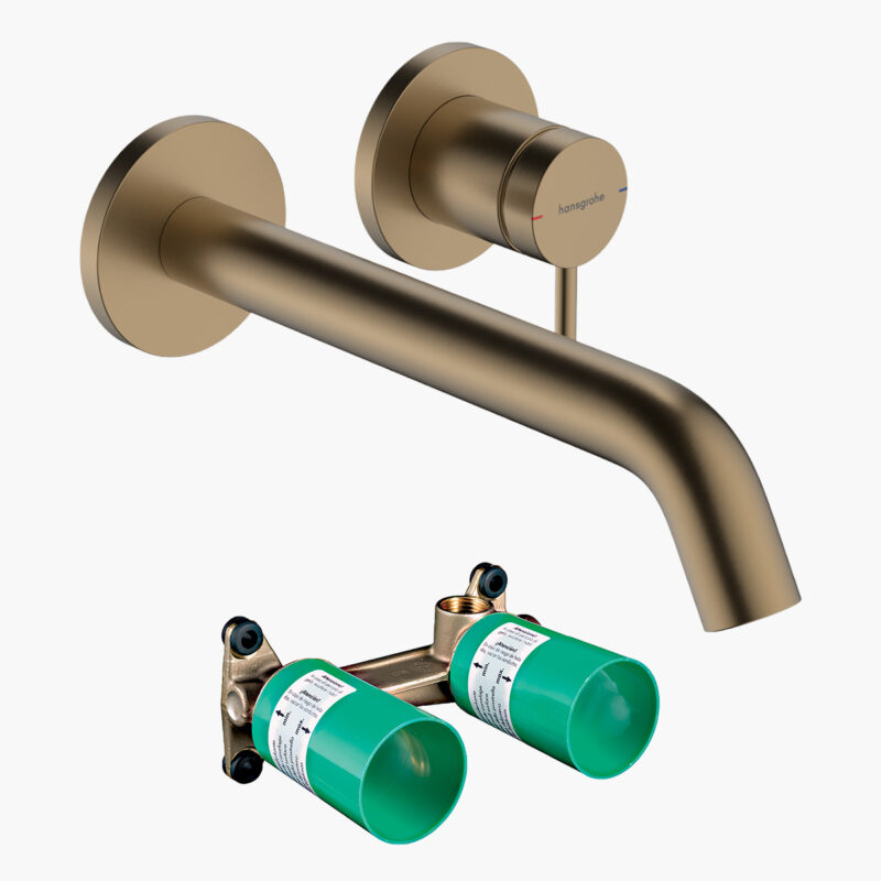 Tecturis S 225 Ecosmart Plus Bronze Brushed PVD Μπαταρία Νιπτήρα εντοιχισμού με βαλβίδα ελεύθερης ροής & box