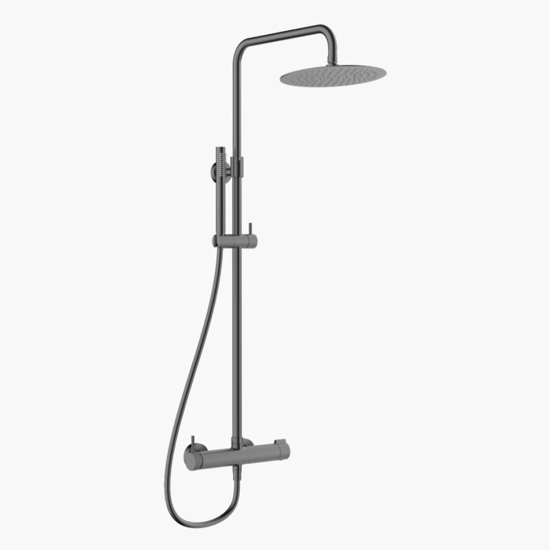 Amelia Gun Metal Brushed PVD Μπαταρία Ντουζιέρας με Κολώνα 2 εξόδων