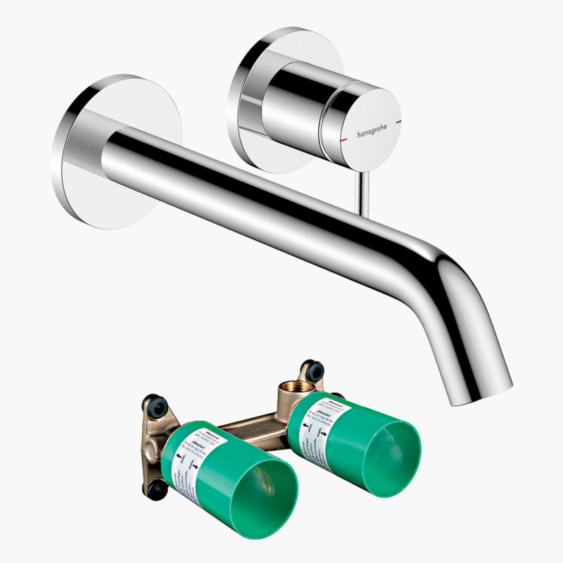 Tecturis S 225 Ecosmart Plus Chrome Μπαταρία Νιπτήρα εντοιχισμού με βαλβίδα ελεύθερης ροής & box